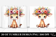Cute Giraffe with Flower Crown 20 Oz Tumbler Product Image 1