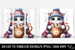 Cat with Hot Cocoa and Marshmallows PNG Product Image 1