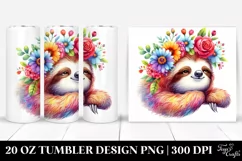 Cartoon Sloth Flower Crown | 20 oz Tumbler Product Image 1