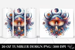 Vibrant Magical Mushroom Clipart, Transparent 20 Oz Tumbler Product Image 1