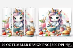 Colorful Watercolor Pastel Unicorn Cooking | 20 oz Tumbler Product Image 1