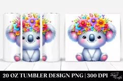 Vibrant Koala with Flower Crown 20 Oz Tumbler Product Image 1