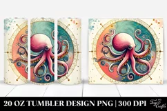 Colorful Retro Watercolor Octopus Ornament 20 Oz Tumbler Product Image 1