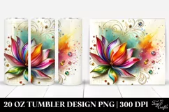 20 Oz Tumbler Sublimation | Colorful Tulip on White Product Image 1