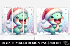 Cute Dinosaur with Santa Hat 20 Oz Tumbler Product Image 1