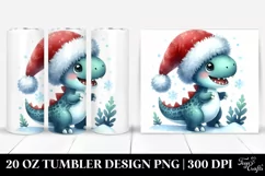 Cute Excited Dinosaur Winter Clipart, High-Res 20 Oz Tumbler Product Image 1