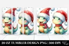 Cute Excited Dinosaur Winter Clipart, High-Res 20 Oz Tumbler Product Image 1