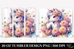 Baby Unicorn with Chrysanthemum | 20 oz Tumbler Product Image 1