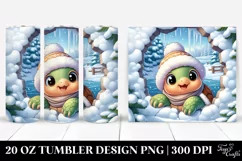 Cute Baby Turtle in Winter 20 Oz Tumbler Product Image 1