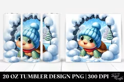 Cute Turtle in Snowy Scene, Transparent 20 Oz Tumbler Product Image 1