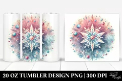 Colorful Christmas Snowflake, Watercolor Round | 20 oz Product Image 1