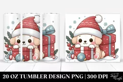 Cute Puppy Behind Gift Box, Transparent 20 Oz Tumbler Product Image 1