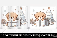Cute Puppy Behind Gift Box, Transparent 20 Oz Tumbler Product Image 1
