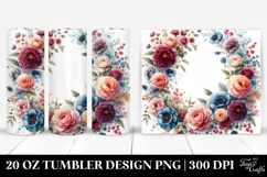 Colorful Glossy Carnation Floral Frame | 20 oz Tumbler Product Image 1