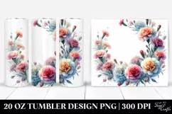 Colorful Glossy Carnation Floral Frame | 20 oz Tumbler Product Image 1