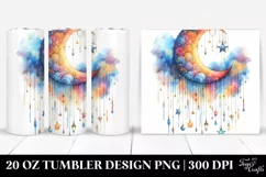 Whimsical Half Moon with Stars Clipart, High-Res 20 Oz Product Image 1