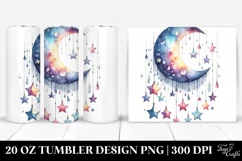 Whimsical Half Moon with Stars Clipart, High-Res 20 Oz Product Image 1