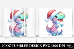 Excited Dinosaur with Santa Hat 20 Oz Tumbler Product Image 1