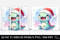 Excited Dinosaur with Santa Hat 20 Oz Tumbler Product Image 1
