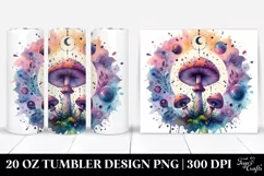 Vibrant Magical Mushroom Clipart, Transparent 20 Oz Tumbler Product Image 1