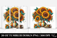 Retro Vibrant Sunflowers Clipart, High-Res 20 Oz Tumbler Product Image 1