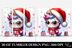Cute Unicorn with Santa Hat Clipart, High-Res 20 Oz Tumbler Product Image 1
