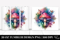 Vibrant Magical Mushroom Clipart, Transparent 20 Oz Tumbler Product Image 1