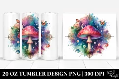 Vibrant Magical Mushroom Clipart, Transparent 20 Oz Tumbler Product Image 1