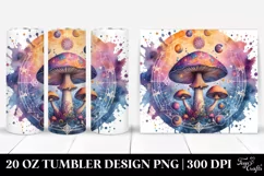 Vibrant Magical Mushroom Clipart, Transparent 20 Oz Tumbler Product Image 1