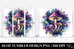 Vibrant Magical Mushroom Clipart, Transparent 20 Oz Tumbler Product Image 1