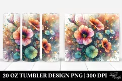 20 Oz Tumbler Sublimation | Colorful Stained Nasturtium Product Image 1