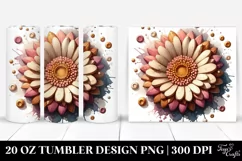 Abstract Wooden Small Stained Gerbera Shiny Golden Product Image 1