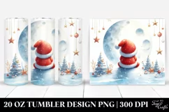 Vibrant Winter Santa Moon Digital Painting | 20 oz Tumbler Product Image 1