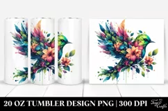 Abstract Floral Bird. 20 Oz Tumbler Design Product Image 1