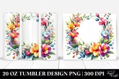 20 Oz Tumbler Sublimation | Colorful Watercolor Frame with Product Image 1