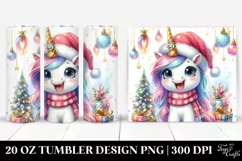 Excited Unicorn with Christmas Decorations 20 Oz Tumbler Product Image 1