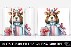 Expressive Basset Hound with Winter Reindeer PNG Product Image 1