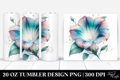 20 Oz Tumbler Sublimation | Colorful Morning Glory in Product Image 1