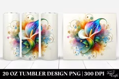 Colorful Calla Lily with Watercolor Splash | 20 Oz Tumbler Product Image 1