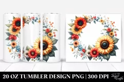 Vibrant Sunflower Floral Frame | 20 oz Tumbler Product Image 1