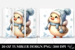 Winter Baby Duck Watercolor Image | 20 oz Tumbler Product Image 1