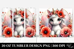 Cute Baby Unicorn with Poppy Frame | 20 oz Tumbler Product Image 1