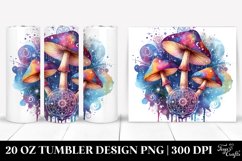 Vibrant Magical Mushroom Clipart, Transparent 20 Oz Tumbler Product Image 1
