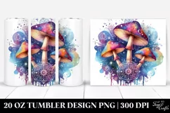 Vibrant Magical Mushroom Clipart, Transparent 20 Oz Tumbler Product Image 1