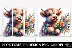 colorful Highland Cow Bouquet. 20 Oz Tumbler Design Product Image 1