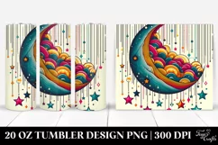 colorful Half Moon,Whimsical Stars | 20 oz Tumbler Product Image 1