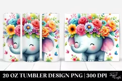 Cartoon Elephant Flower Crown | Tshirt|Tumbler|Mug|Clipart Product Image 1
