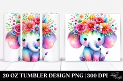 Cartoon Elephant Flower Crown | Tshirt|Tumbler|Mug|Clipart Product Image 1