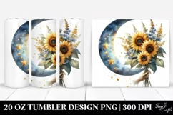 Washed Moon with Sunflowers Clipart, High-Res 20 Oz Tumbler Product Image 1