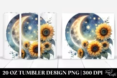 Washed Moon with Sunflowers Clipart, High-Res 20 Oz Tumbler Product Image 1